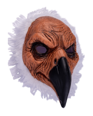 Maschera avvoltoio in plastica con pelo con cartellino/etichetta