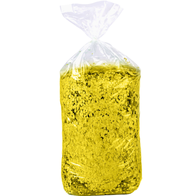 Yellow confetti bag 10 kg with hangtag/label
