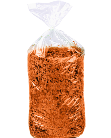 Bolsa de confeti naranja aprox. 10 kg, con etiqueta colgante/etiqueta