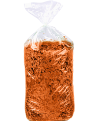 Sacco coriandoli arancioni kg.10 ca. con cartellino/etichetta