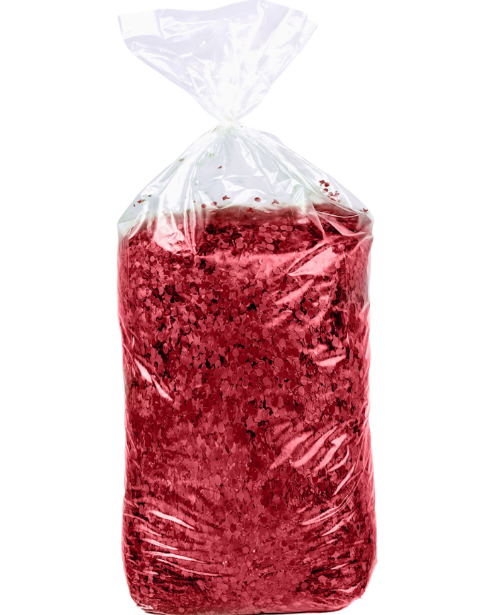 Sacco coriandoli rossi kg.10 ca. con cartellino/etichetta