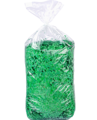 Sac de confettis verts, 10 kg, avec étiquette volante/étiquette