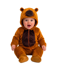 CAPYBARA FLEECE JUMPSUIT W/HOOD , SIZE 00 (6/12 MONTHS) IN BAG W/HOOK