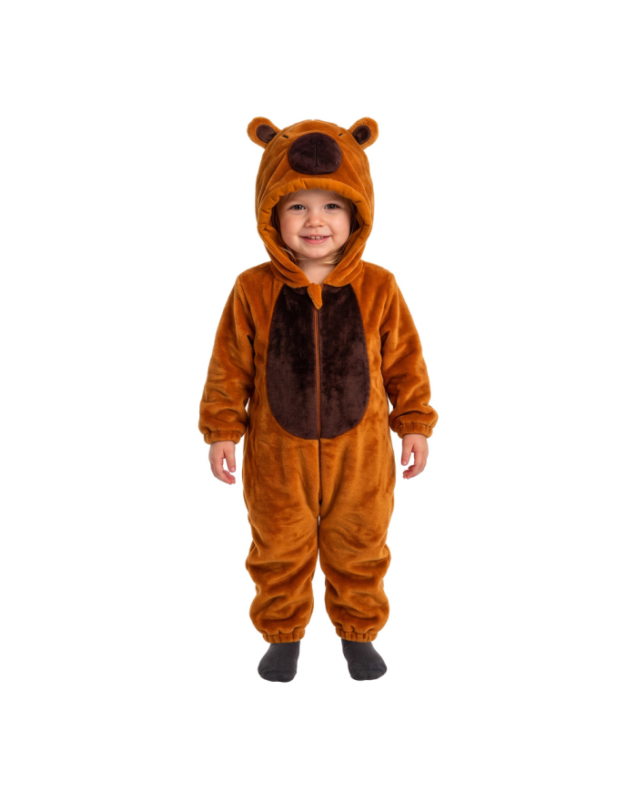 Capybara-Kinderoverall aus Kunstfell mit Kapuze GR.00 (6/12 Monaten) in Beutel mit Haken
