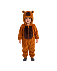 PELELE CAPIBARA TALLA 00 (6/12 MESES) DE PIEL POLAR SINTÉTICA CON CAPUCHA, EN BOLSA CON GANCHO