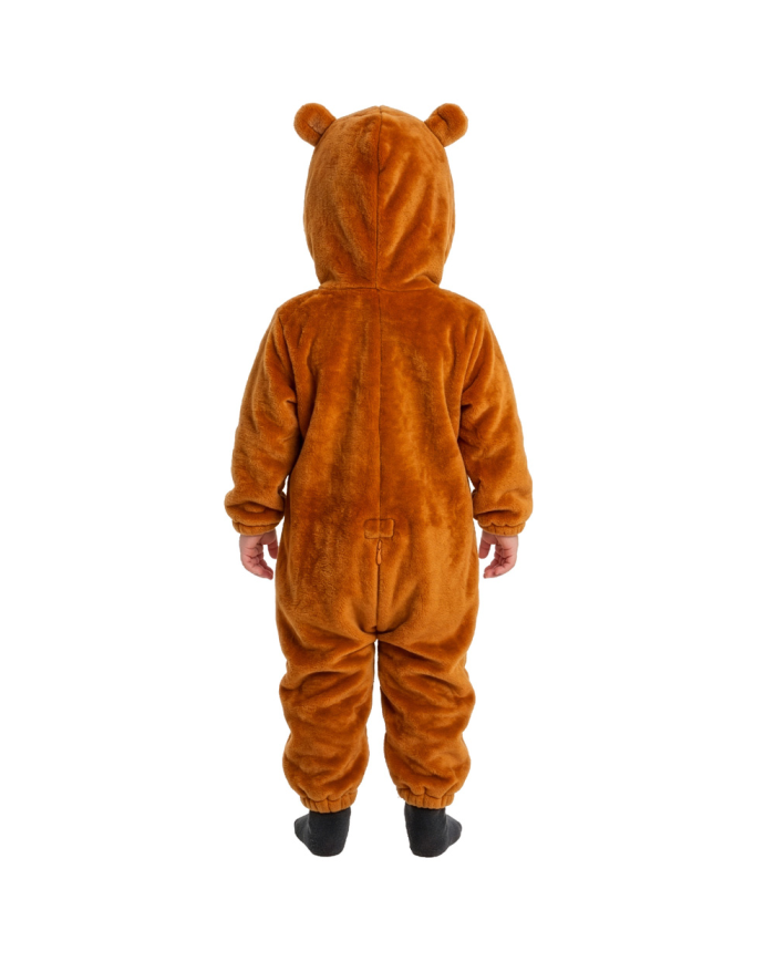 PELELE CAPIBARA TALLA 00 (6/12 MESES) DE PIEL POLAR SINTÉTICA CON CAPUCHA, EN BOLSA CON GANCHO