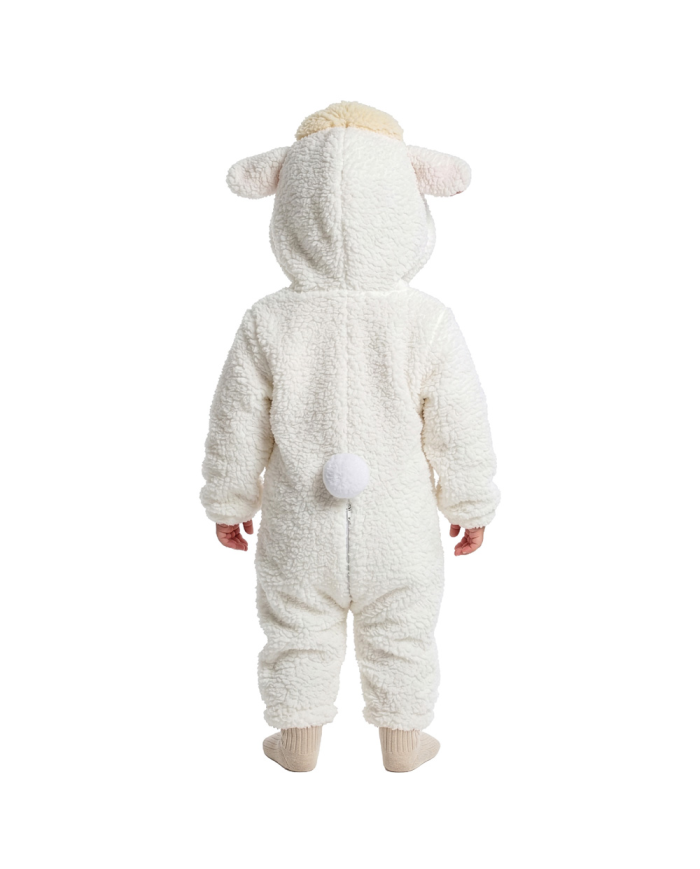 PELELE CORDERO TALLA 00 (6/12 MESES) DE PIEL POLAR SINTÉTICA CON CAPUCHA, EN BOLSA CON GANCHO