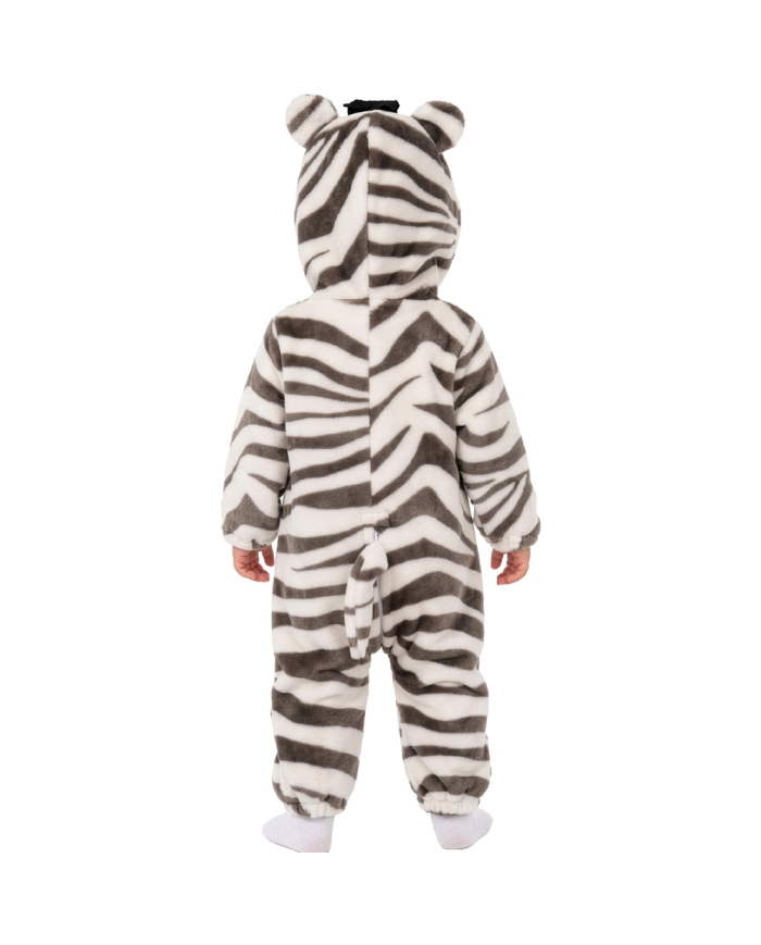 Zebra-Kinderoverall aus Kunstfell mit Kapuze GR.00 (6/12 Monaten) in Beutel mit Haken