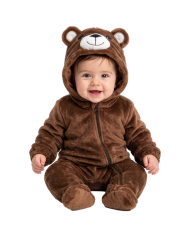 Bärchen-Kinderoverall aus Kunstfell mit Kapuze GR.00 (6/12 Monaten) in Beutel mit Haken