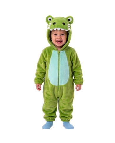 Kroko-Kinderoverall aus Kunstfell mit Kapuze GR.01 (12/18 Monaten) in Beutel mit Haken