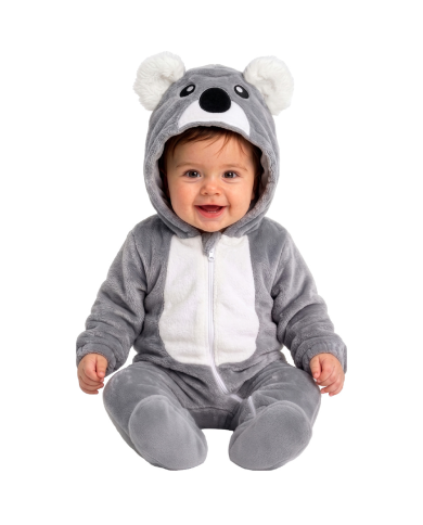 Koala-Kinderoverall aus Kunstfell mit Kapuze GR.00 (6/12 Monaten) in Beutel mit Haken