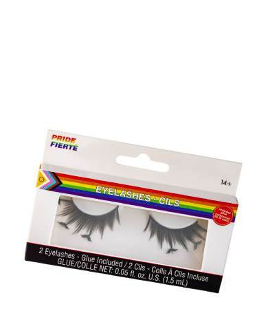 Black adhesive eyelashes with bats in box