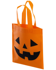 Kürbis-Tasche aus TNT H. ca. 37x20 cm mit Pappschild/Etikett