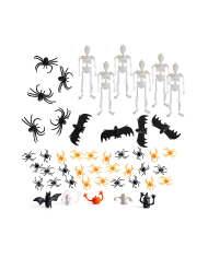 Ensemble décoration Halloween 48 pcs assorties en plastique dans un sachet avec carte d’en-tête