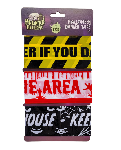 Ensemble de 3 rubans d’avertissement Halloween, longueur 300 cm environ sur papier cartonné