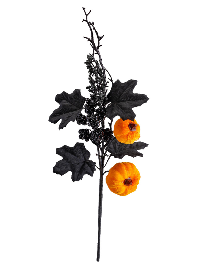 Bouquet floral Halloween sur tige, hauteur 38 cm environ avec étiquette volante/étiquette