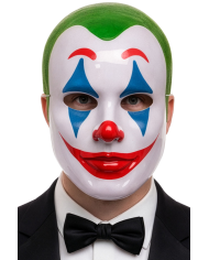Maschera clown verde in plastica con cartellino/etichetta