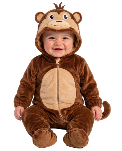 Äffchen-Kinderoverall aus Kunstfell mit Kapuze GR.00 (6/12 Monaten) in Beutel mit Haken