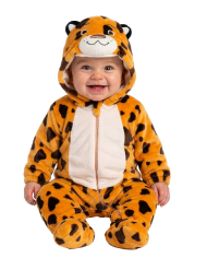 Leopard-Kinderoverall aus Kunstfell mit Kapuze GR.00 (6/12 Monaten) in Beutel mit Haken