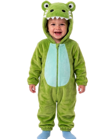 Kroko-Kinderoverall aus Kunstfell mit Kapuze GR.01 (12/18 Monaten) in Beutel mit Haken