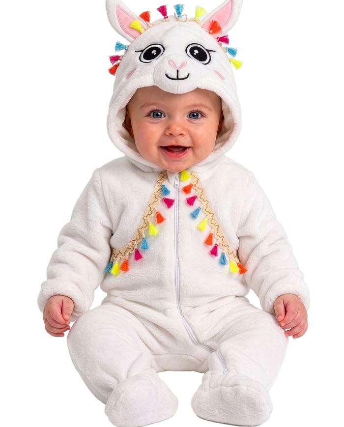 LAMA FLEECE JUMPSUIT W/HOOD , SIZE 00 (6/12 MONTHS) IN BAG W/HOOK