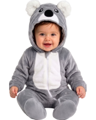Koala-Kinderoverall aus Kunstfell mit Kapuze GR.00 (6/12 Monaten) in Beutel mit Haken