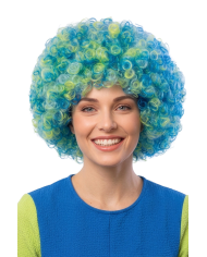 GREEN AND BLUE CURLY WIG (110 GR) IN BAG W/HOOK