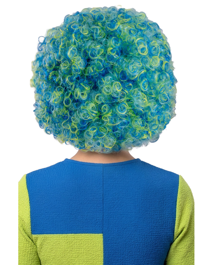 Grüne und blaue Lockenperücke (110 g) im Beutel mit Haken