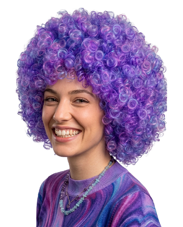 Violett Lockenperücke (150 g) im Beutel mit Haken