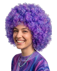 Peluca rizada violeta (aprox. 150 g) en bolsa con gancho