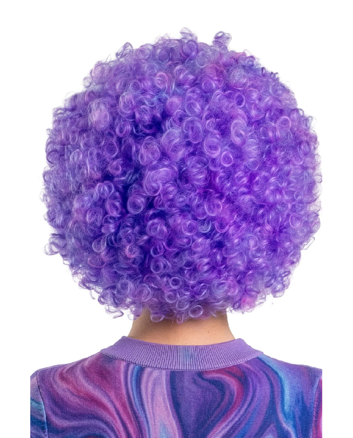 Perruque bouclée violette (env. 150 g) dans un sachet avec crochet