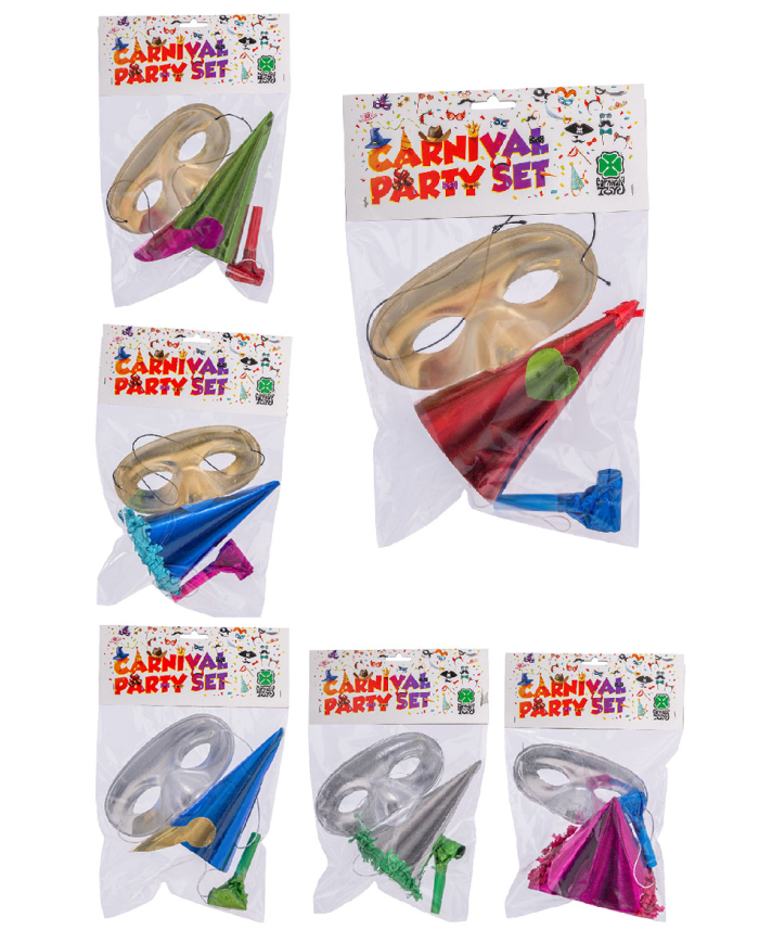 PARTY SET (1 DOMINO METAL., 1 LINGUA, 1 CAPPELLINO) IN BUSTA C/CAV.