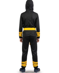 Costume ninjia nero e giallo in busta con gancio