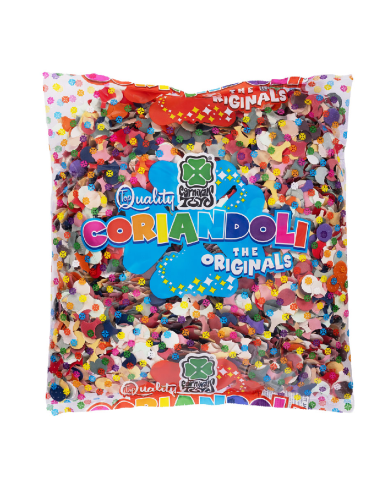 Confettis multi-couleurs, 150 g environ, diamètre 2 cm environ dans une pochette