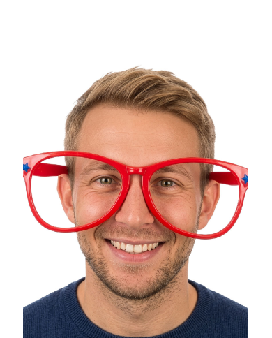 Lunettes grandes sans verres dans une pochette avec carte d’en-tête