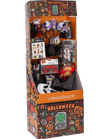 Assortiment Halloween sur un présentoir H.cm.190xL.60xP.35 environ (140 pcs)