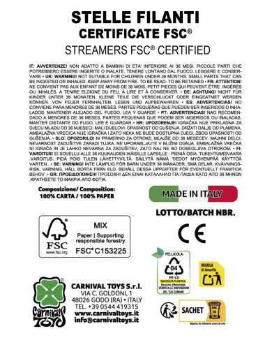 40 serpentins  certifié FSC® sur un présentoir
