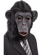 Realistic latex gorilla mask with synthetic fur for a jungle