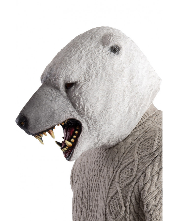 Maschera orso bianco in lattice con cavallotto