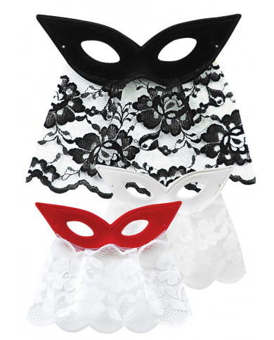 Flocked Eyemask W/Lace Bautta, Assorted Colors