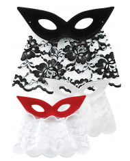 Antifaz de ante con bautta de encaje de colores surtidos con etiqueta