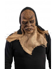 Maschera mostro in lattice, che riproduce la tela di juta con Maschera mostro in lattice, che riproduce la tela di juta con