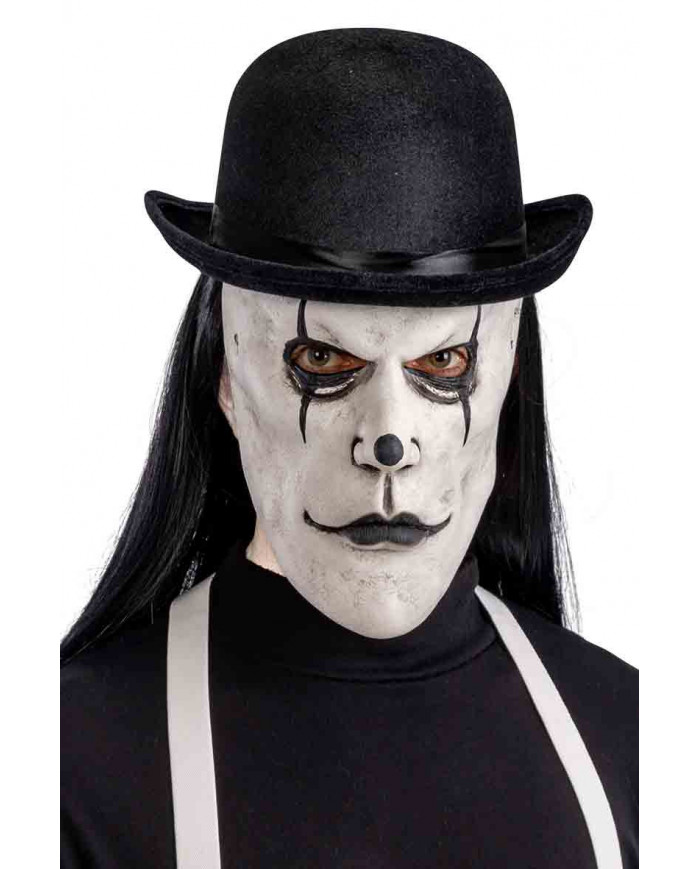 White latex mask with black mouth, eyes and nose. Ideal for White latex mask with black mouth, eyes and nose. Ideal for