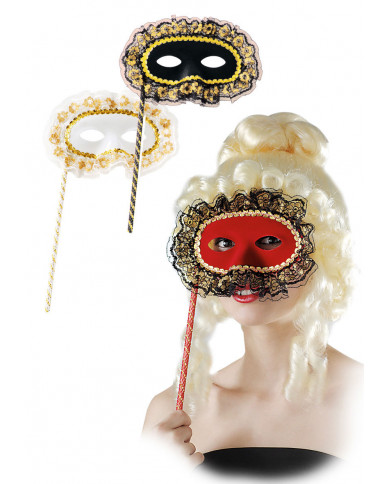 Flocked Eyemask W/Tinsel Lace And Stick, Assorted Colors