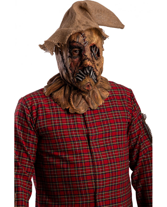 Latex scarecrow mask with jute canvas hat, ideal for horror and Latex scarecrow mask with jute canvas hat, ideal for horror and