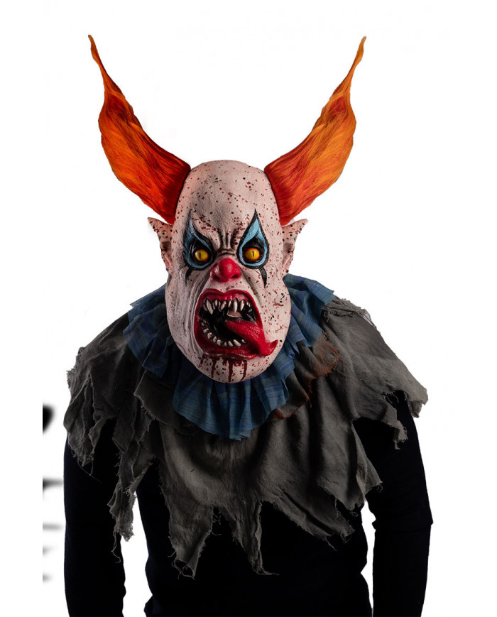 Clown Latex Mask W/Orange Hair