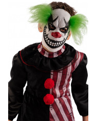 Latex horror clown mask with green hair for children, ideal for