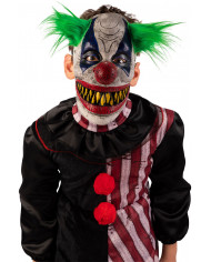 Latex horror clown mask with green hair for children, ideal for