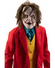 Latex mask with hair depicting a disfigured Joker, character