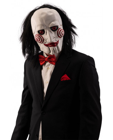 Latex mask with hair depicting Billy the Puppet, who appeared